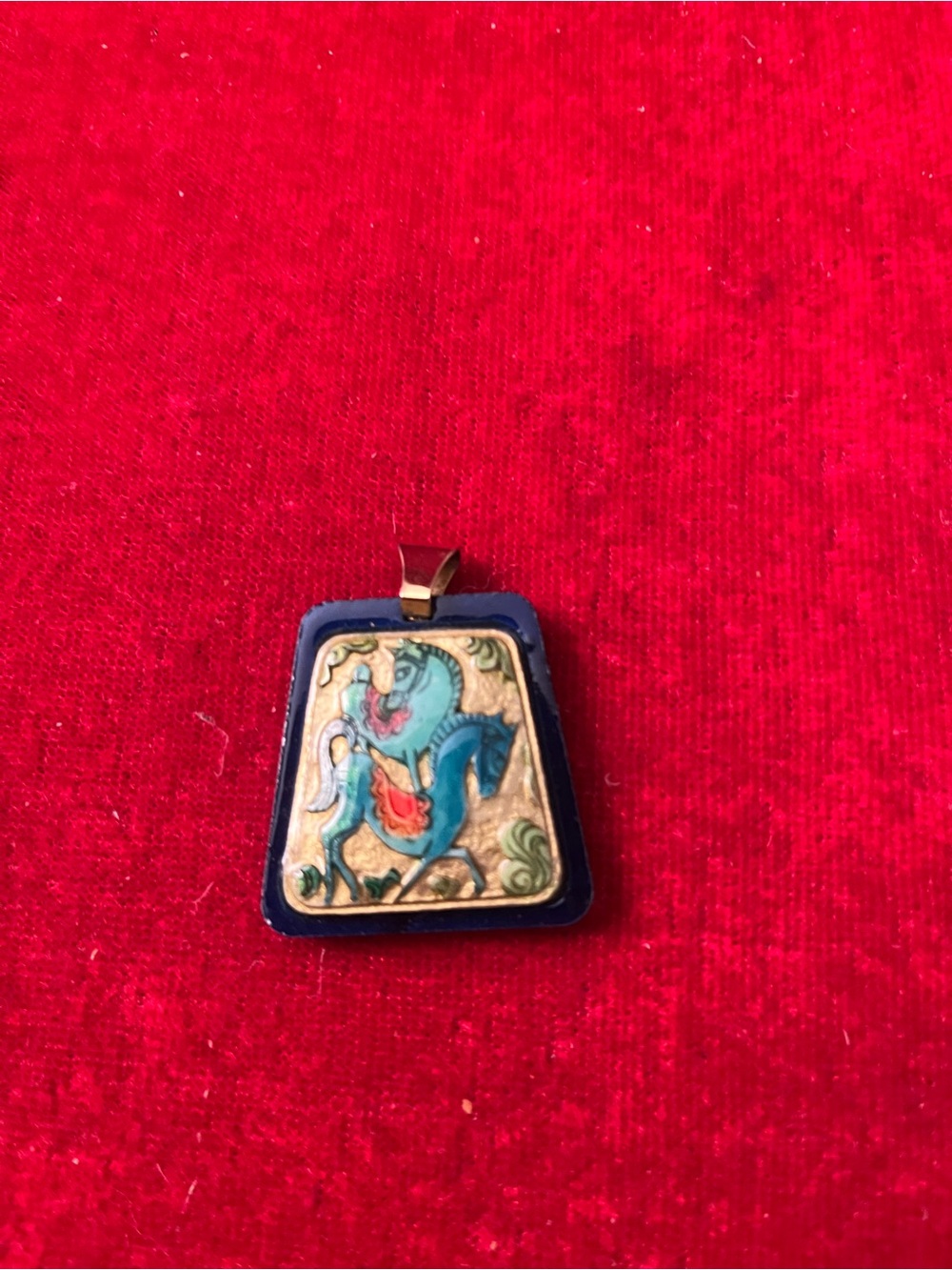 Blue Enamel Horse Pendant Necklace - Women Jewelry Persian style plastic